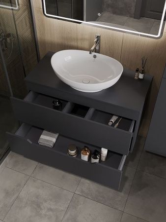 Тумба с раковиной Orange Line Li-100TugMDF+B08-585W 100х50 цвет серый