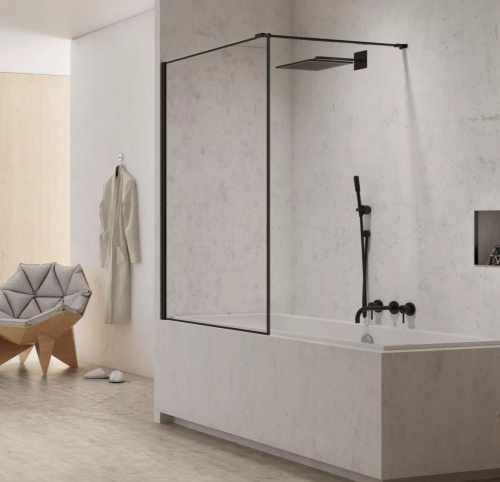 Душевая шторка на ванну New Trendy NEW MODUS Black EXK-1932-WP 60х150 стекло прозрачное профиль черный ориентация универсальная - фото 2