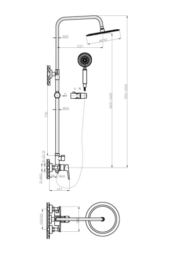 Душевая стойка BelBagno ANCONA ANCONA-DOCM-CRM настенная хром - фото 2