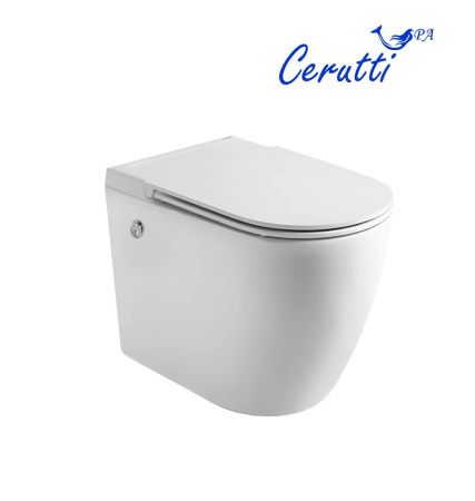 Унитаз подвесной Cerutti SPA CT10193 белый с сиденьем микролифт безободковый импульсный смыв