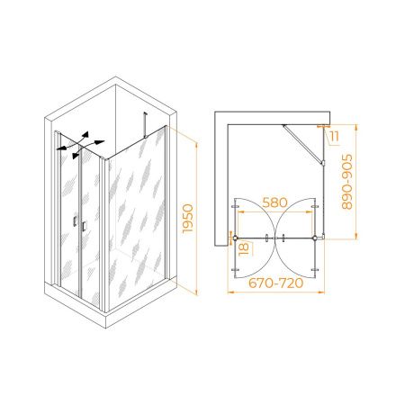 Душевой уголок RGW Passage 060814479-11 90х70 стекло прозрачное профиль хром без поддона