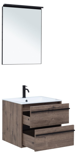Комплект мебели: тумба с раковиной + зеркало Aquanet Lino 00271952 60х50х138,4 подвесной - фото 2