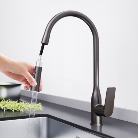 Смеситель для кухни Tokito MITSUISHI TOK-MIT-1013GM на мойку вороненая сталь