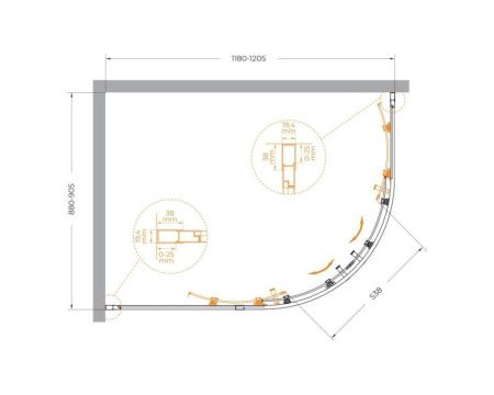 Душевой уголок Cezares MOLVENO MOLVENO-RH-2-120/90-C-Cr-IV 120х90 стекло прозрачное профиль хром без поддона