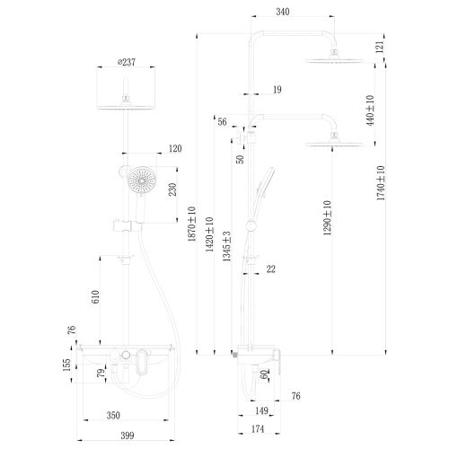 Душевая стойка LeMark Tropic LM7012BL настенная - фото 3