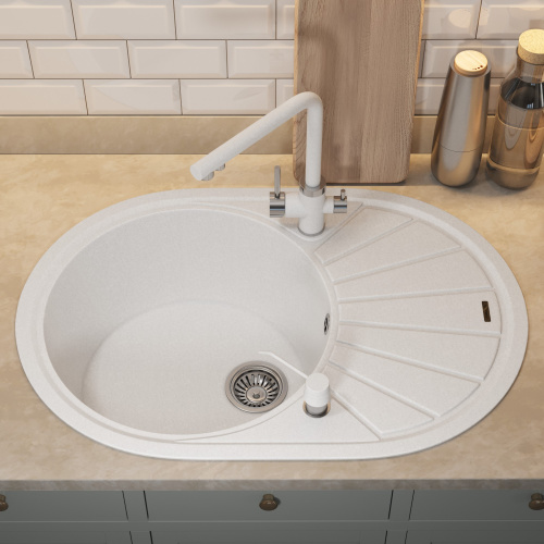 Кухонная мойка Uperwood Quartz Premium UPD-02 3910202104 76x51 цвет белый матовый - фото 4