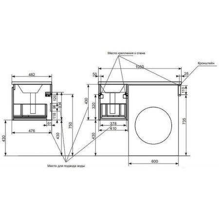 Тумба с раковиной Эстет Dallas Luxe ФР-00009674 40х50 подвесная цвет белый