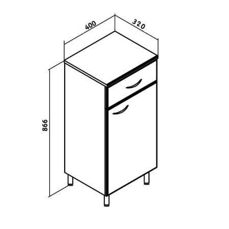Шкаф-пенал RUNO ЭКОНОМ 00000000117 40х32х87 напольный цвет белый