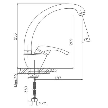 Смеситель для кухни Cron CN4103-8 на мойку белый