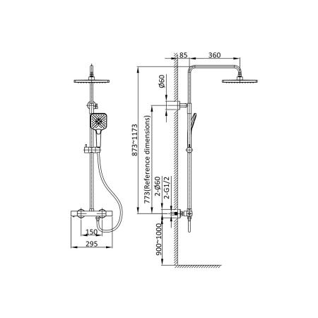 Душевая стойка Vincea Next VSFS-1N0TCH настенная цвет хром с термостатом