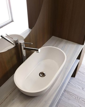 Раковина из искусственного камня Holbi MERCURY 1.02.009.11.1 60х40 накладная цвет белый