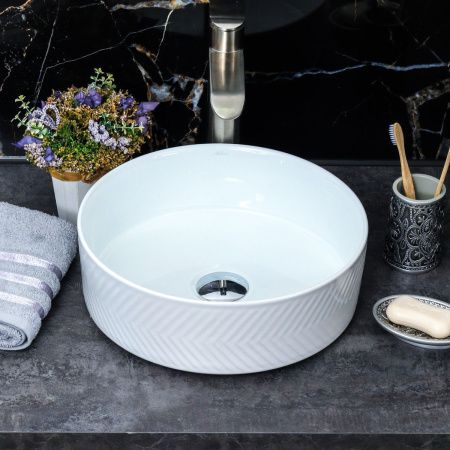 Раковина из сантехнического фарфора Melana 320339-805 40х40 накладная цвет белый без отверстий под смеситель