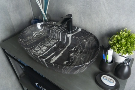 Раковина керамическая Gid Lago 54466 60х40 накладная цвет многоцветный 1 отверстие под смеситель