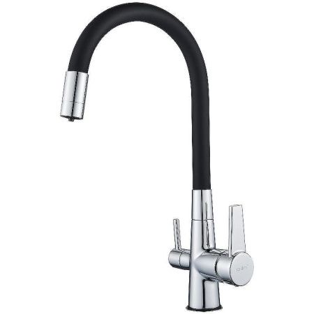 Смеситель для кухни D-Lin D159317-1 на мойку черный/хром