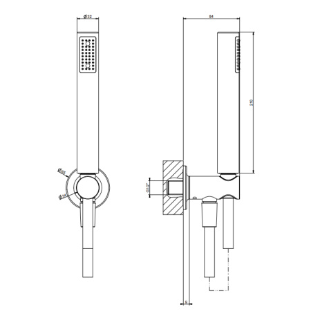 Душевой гарнитур Gessi Inciso 58123#031 настенный хром