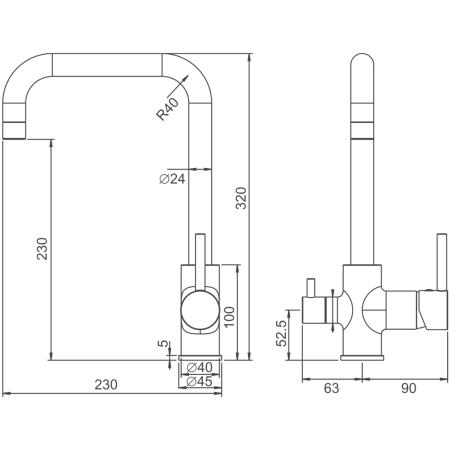 Смеситель для кухни BELZ B76802 на столешницу хром