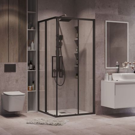 Душевой уголок Grossman Cosmo 300.K33.02.9090.21.00 90х90 стекло прозрачное профиль черный без поддона
