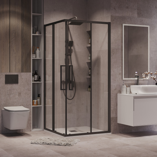 Душевой уголок Grossman Cosmo 300.K33.02.1010.21.00 100х100 стекло прозрачное профиль черный матовый - фото 5