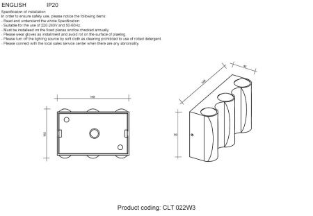Уличный настенный светильник Crystal Lux CLT 022 CLT 022W3 BL-GO 4000K