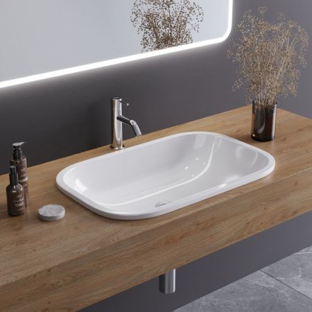 Раковина из сантехнического фаянса Cezares CZR-ARE-60-LVB 60х40 накладная цвет белый без отверстий под смеситель