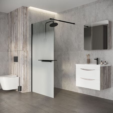 Душевая перегородка Niagara Nova NG-582-12BLACK 120х200 стекло матовое профиль черный