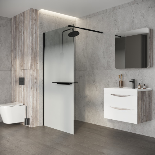 Душевая перегородка Niagara Nova NG-582-90BLACK 90х200 стекло матовое профиль черный матовый - фото 2