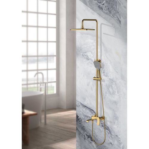 Душевая стойка Splenka S31.24.03 настенная цвет сатин золотой - фото 4