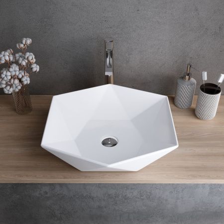 Раковина из сантехнического фаянса Grossman GR-3029 50х50 накладная цвет белый без отверстий под смеситель