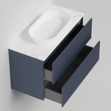 Тумба со столешницей La Fenice TERRA TWIN NFNC-01-TER-BG-100-2-3-GG 100х50 подвесная цвет синий