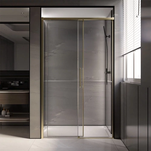 Душевая дверь Veconi Premium Trento PTD40-G-120-01-C4 120х200 стекло прозрачное профиль золото брашированное - фото 2