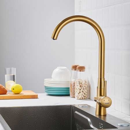 Смеситель для кухни Shevanik S428G на мойку золото