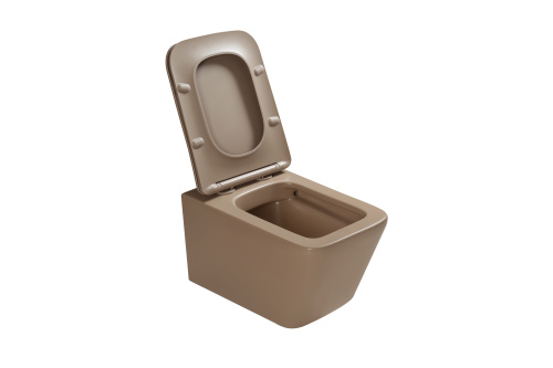 Унитаз подвесной SantiLine SL-5007KH цвет коричневый матовый с сиденьем микролифт безободковый смыв воронка-водоворот - фото 4