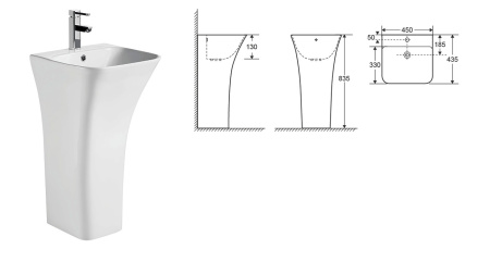 Раковина из сантехнического фарфора Cerutti SPA CT7283 45х44 напольная цвет белый 1 отверстие под смеситель