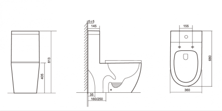 Унитаз напольный с бачком CeramaLux TR2176MN белый с сиденьем микролифт безободковый смыв торнадо