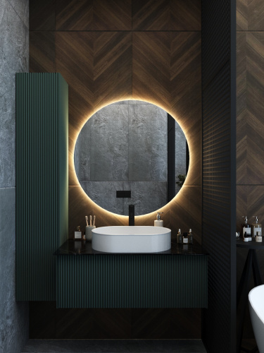 Тумба со столешницей La Fenice TERRA NFNC-01-TER-G-100-3-GB 102х37х47 подвесная цвет серый/зелёный - фото 4