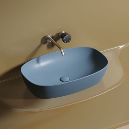 Раковина из сантехнического фарфора Ceramica Nova ELEMENT CN6049ML 60х40 накладная цвет синий без отверстий под смеситель