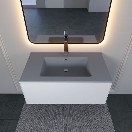 Раковина из искусственного камня Uperwood Parma Quartz 291003010 90х50 полувстраиваемая цвет серый