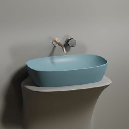 Раковина из сантехнического фарфора Ceramica Nova ELEMENT CN6049MLG 60х40 накладная цвет зеленый без отверстий под смеситель