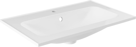 Раковина из литьевого мрамора Aquanet Арт 00318925 74х45 полувстраиваемая цвет белый 1 отверстие под смеситель