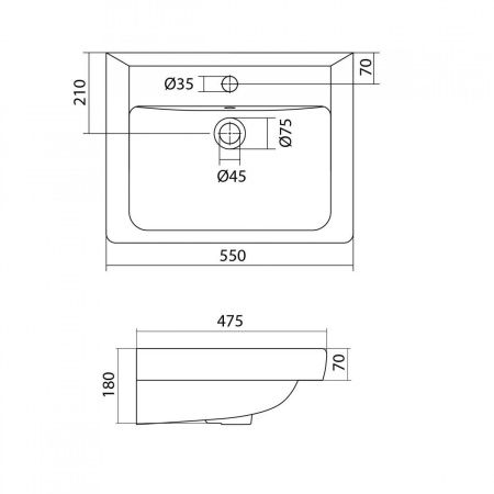 Раковина керамическая Onika Тигода 1WH302126 60х50 накладная цвет белый 1 отверстие под смеситель