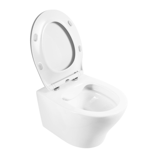 Унитаз подвесной BelBagno ACQUA BB340CHR/BB2020SC белый с сиденьем микролифт безободковый каскадный смыв - фото 3
