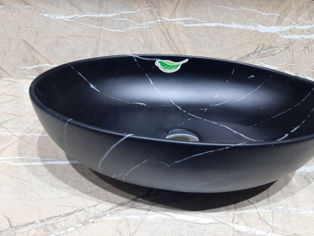 Раковина из санфаянса CeramaLux 78166MBM 52х39 накладная цвет черный