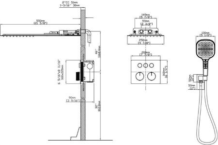 Душевая система Vincea VSFW-401TMB встраиваемая в стену цвет черный с термостатом