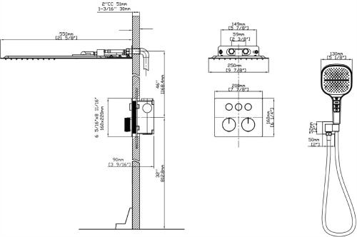 Душевая система Vincea VSFW-401TGM встраиваемая в стену - фото 3