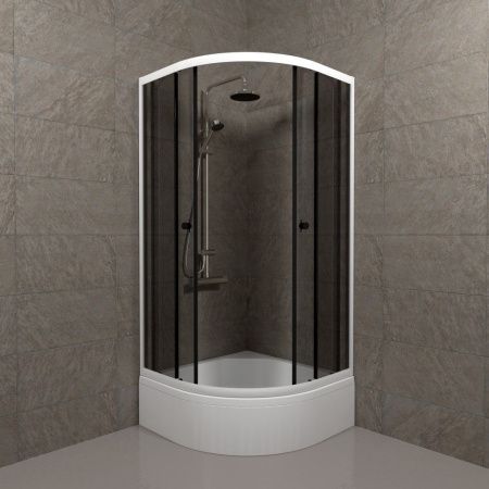 Душевой уголок Тритон Грэй Щ0000066465 90х90 стекло тонированное профиль белый с поддоном