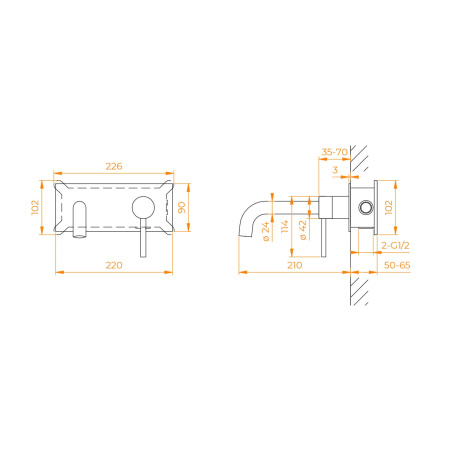 Смеситель для раковины RGW Shower Panels (Шоувер панелс) 51140545-04 встраиваемый в стену черный