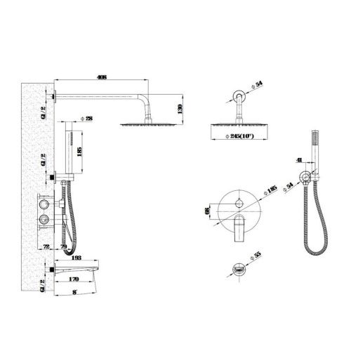 Душевая система Esko 7in1SHAGold встраиваемая в стену цвет золотой сатин - фото 3