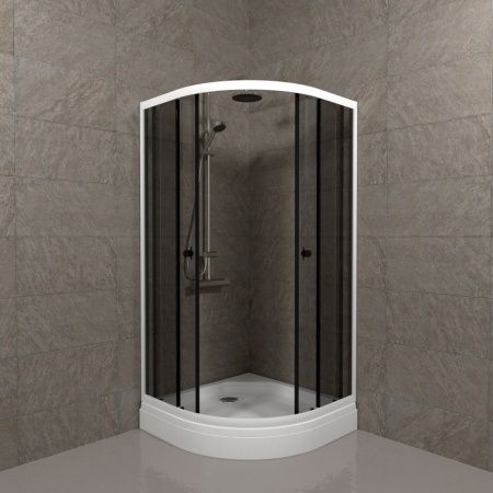 Душевой уголок Тритон Грэй Щ0000066464 90х90 стекло тонированное профиль белый с поддоном