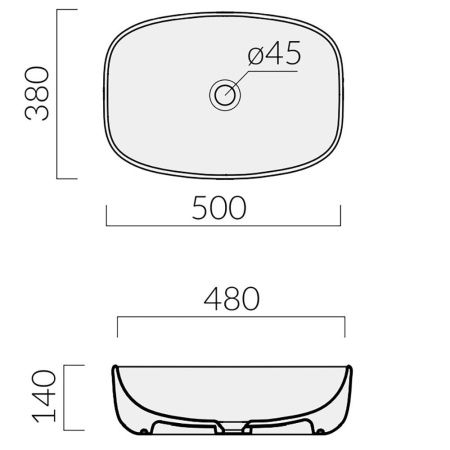 Раковина из сантехнического фарфора Galassia Dream 7301NEMT 50х40 накладная цвет черный