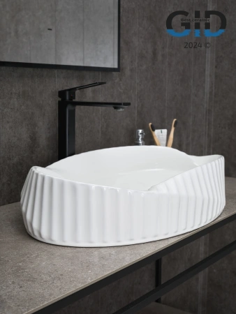 Раковина керамическая Gid Creativo 51223 60х40 накладная цвет белый без отверстий под смеситель